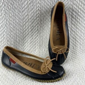 Chooka Duck Skimmer Women's Size 8 Shoes Garden Rain Boat Ballet Navy Brown Flat